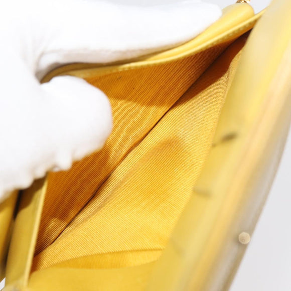 CHANEL COCO Mark Long Wallet Caviar Skin Yellow Gold CC Auth BA12318