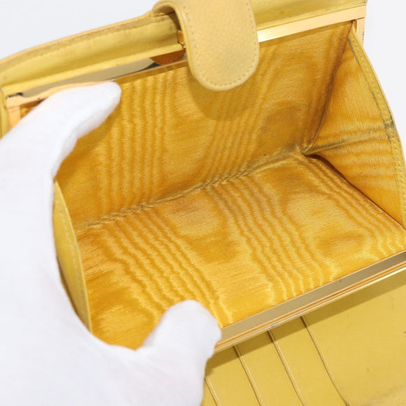 CHANEL COCO Mark Long Wallet Caviar Skin Yellow Gold CC Auth BA12318