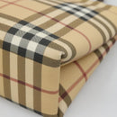 BURBERRY Nova Check Hand Bag PVC Beige Silver Auth BA1232-15