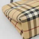 BURBERRY Nova Check Hand Bag PVC Beige Silver Auth BA1232-16