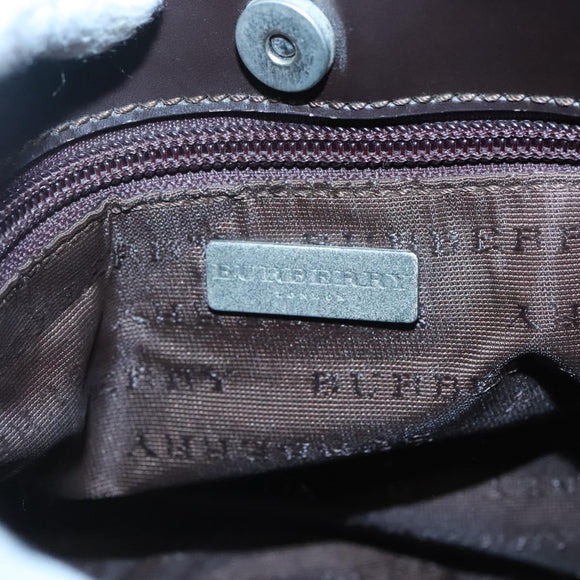 BURBERRY Nova Check Hand Bag PVC Beige Silver Auth BA1232