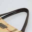 BURBERRY Nova Check Hand Bag PVC Beige Silver Auth BA1232-8