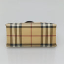 BURBERRY Nova Check Hand Bag PVC Beige Silver Auth BA1232-5