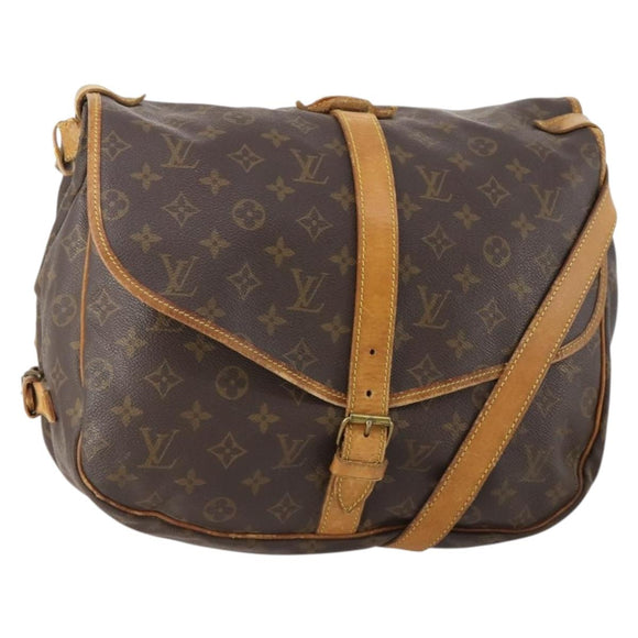 LOUIS VUITTON Monogram Saumur 35 Shoulder Bag M42254 LV Auth BA12326