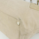 CHANEL Tote Bag Canvas Ivory Silver CC Auth BA12328-9