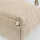 CHANEL Tote Bag Canvas Ivory Silver CC Auth BA12328-15