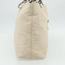 CHANEL Tote Bag Canvas Ivory Silver CC Auth BA12328-3