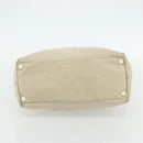 CHANEL Tote Bag Canvas Ivory Silver CC Auth BA12328-5