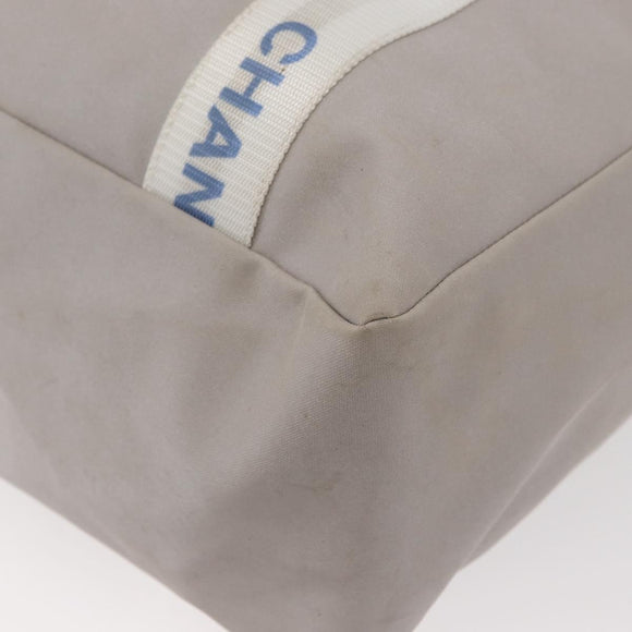 CHANEL Tote Bag Canvas Gray Silver CC Auth BA12334
