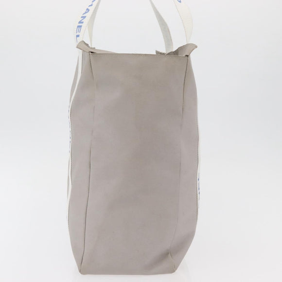CHANEL Tote Bag Canvas Gray Silver CC Auth BA12334