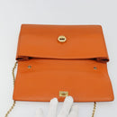 Salvatore Ferragamo Vala Chain Shoulder Bag Leather Orange Gold Auth BA12335-10