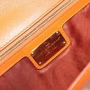 Salvatore Ferragamo Vala Chain Shoulder Bag Leather Orange Gold Auth BA12335-18
