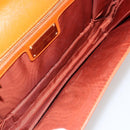 Salvatore Ferragamo Vala Chain Shoulder Bag Leather Orange Gold Auth BA12335-11