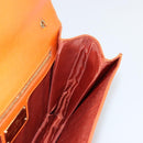 Salvatore Ferragamo Vala Chain Shoulder Bag Leather Orange Gold Auth BA12335-19