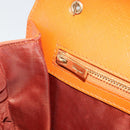Salvatore Ferragamo Vala Chain Shoulder Bag Leather Orange Gold Auth BA12335-21