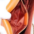 Salvatore Ferragamo Vala Chain Shoulder Bag Leather Orange Gold Auth BA12335-22