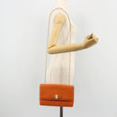 Salvatore Ferragamo Vala Chain Shoulder Bag Leather Orange Gold Auth BA12335-23