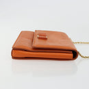 Salvatore Ferragamo Vala Chain Shoulder Bag Leather Orange Gold Auth BA12335-3