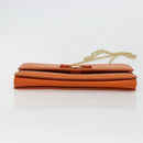 Salvatore Ferragamo Vala Chain Shoulder Bag Leather Orange Gold Auth BA12335-5