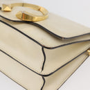 Jimmy Choo Shoulder Bag Leather White Gold Auth BA12336-11