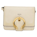 Jimmy Choo Shoulder Bag Leather White Gold Auth BA12336-2