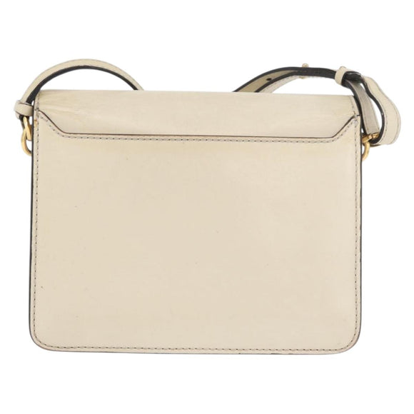 Jimmy Choo Shoulder Bag Leather White Gold Auth BA12336