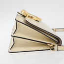 Jimmy Choo Shoulder Bag Leather White Gold Auth BA12336-4