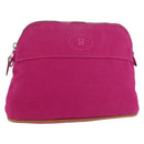 HERMES Bolide MM Pouch Canvas Pink Silver Auth BA12339A-1