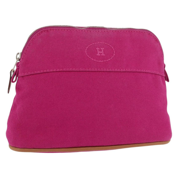 HERMES Bolide MM Pouch Canvas Pink Silver Auth BA12339A