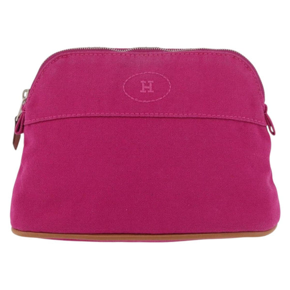 HERMES Bolide MM Pouch Canvas Pink Silver Auth BA12339A
