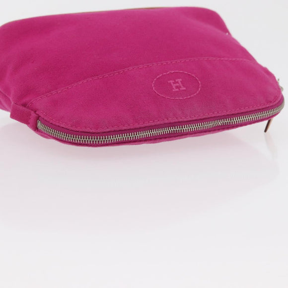 HERMES Bolide MM Pouch Canvas Pink Silver Auth BA12339A