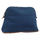 HERMES Bolide 25 Pouch Canvas Navy Silver Auth BA12340A-1