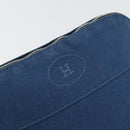 HERMES Bolide 25 Pouch Canvas Navy Silver Auth BA12340A-8