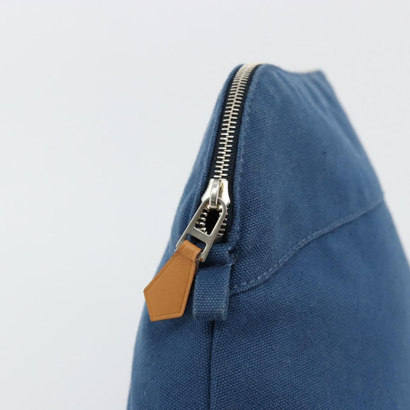 HERMES Bolide 25 Pouch Canvas Navy Silver Auth BA12340A