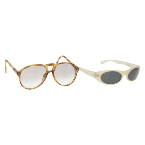 GIVENCHY Christian Dior Sunglasses plastic 2 Set Beige Brown Auth BA12345