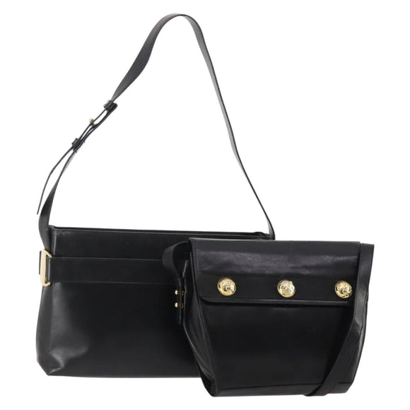 Salvatore Ferragamo Shoulder Bag Leather 2 Set Black Auth BA12347