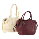 Salvatore Ferragamo Gancini Hand Bag Leather 2 Set Red White Auth BA12348-1
