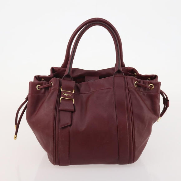 Salvatore Ferragamo Gancini Hand Bag Leather 2 Set Red White Auth BA12348
