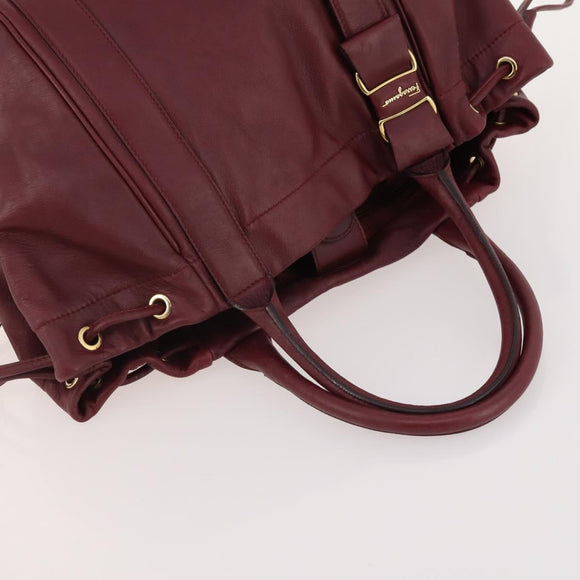Salvatore Ferragamo Gancini Hand Bag Leather 2 Set Red White Auth BA12348