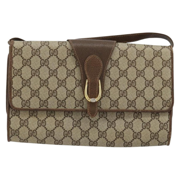 GUCCI GG Supreme Shoulder Bag PVC Beige Gold 904 02 050 Auth BA12354