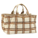 PRADA Canapa GM Tote Bag Canvas Beige Gold Auth BA12356-1