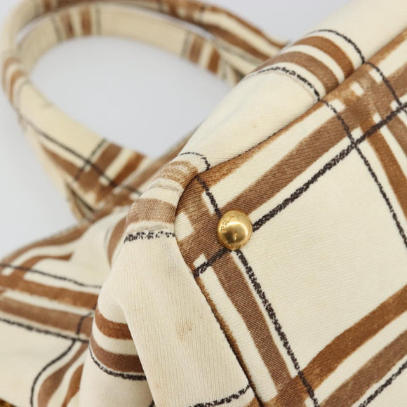 PRADA Canapa GM Tote Bag Canvas Beige Gold Auth BA12356