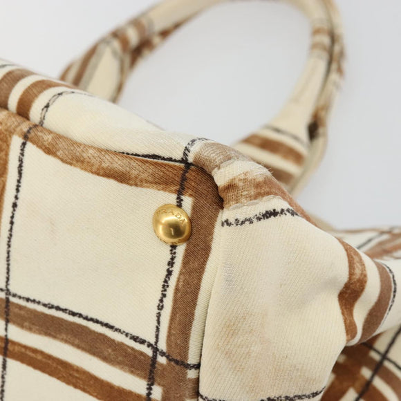 PRADA Canapa GM Tote Bag Canvas Beige Gold Auth BA12356