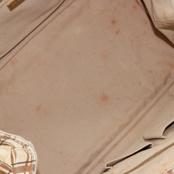 PRADA Canapa GM Tote Bag Canvas Beige Gold Auth BA12356