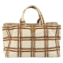 PRADA Canapa GM Tote Bag Canvas Beige Gold Auth BA12356-2