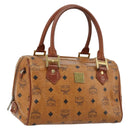 MCM Vicetos Logogram Hand Bag PVC Leather Brown Gold Auth BA12357A-1
