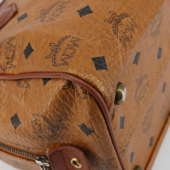MCM Vicetos Logogram Hand Bag PVC Leather Brown Gold Auth BA12357A
