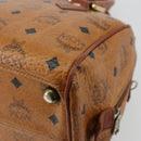 MCM Vicetos Logogram Hand Bag PVC Leather Brown Gold Auth BA12357A-12