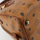 MCM Vicetos Logogram Hand Bag PVC Leather Brown Gold Auth BA12357A-13