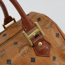 MCM Vicetos Logogram Hand Bag PVC Leather Brown Gold Auth BA12357A-14